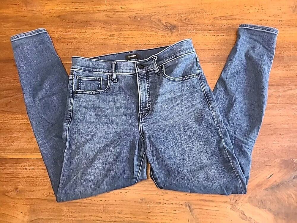 Express Jeans Womens Size 8 R Blue Skinny Mid Rise Dark Wash